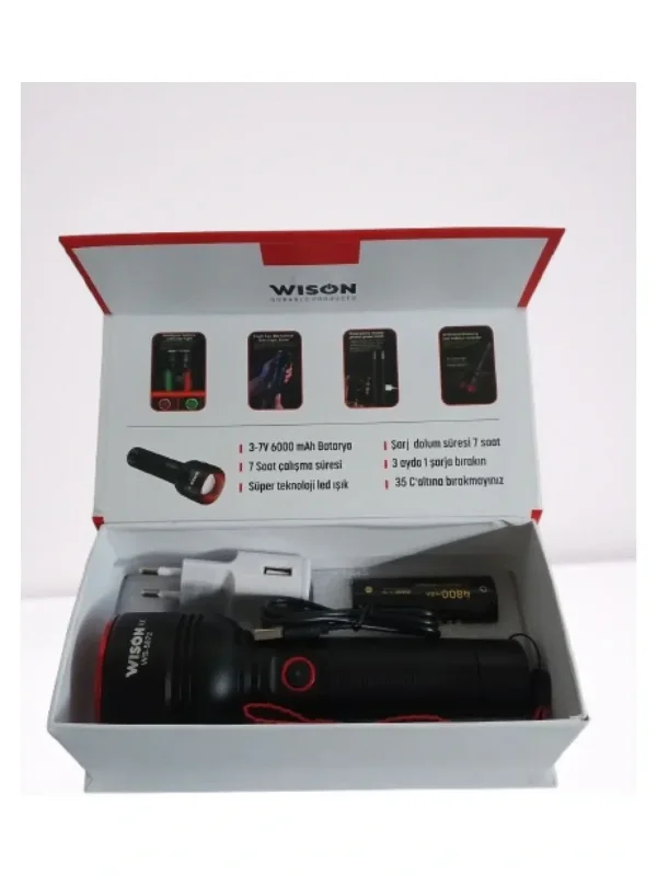 Uzun Menzilli 20w Metal El Feneri - Şarjlı Kullanım – 2. görsel