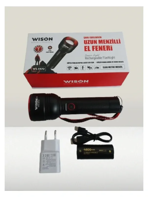 Uzun Menzilli 20w Metal El Feneri - Şarjlı Kullanım – 3. görsel