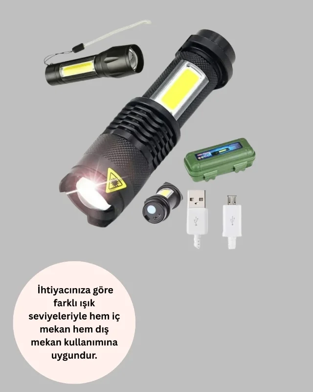 Kompakt Su Geçirmez Led El Feneri 2000 Lümen 4 Mod – 2. görsel