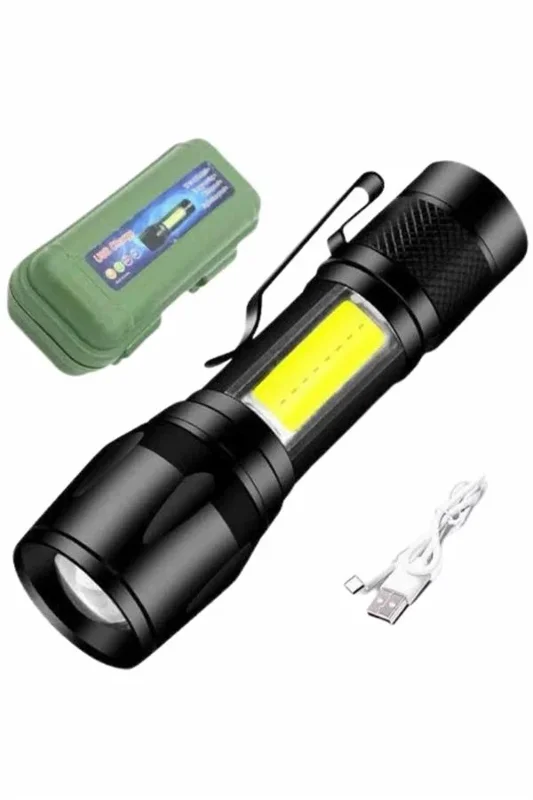 Kompakt Usb Şarjlı El Feneri 1 Adet Taşınabilir Led