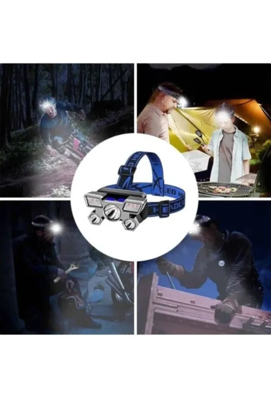 Kompakt Led Kafa Lambası 1200 Lumen 4 Modlu Şarj Edilebilir