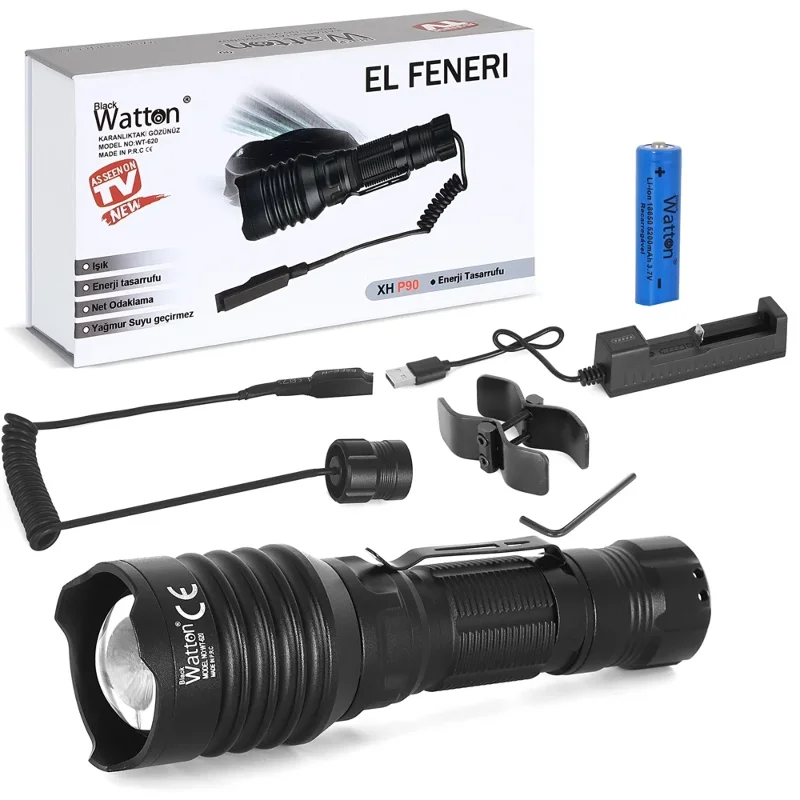 Güçlü Led Fener 13.4 Cm Uzunluk Outdoor Kullanım
