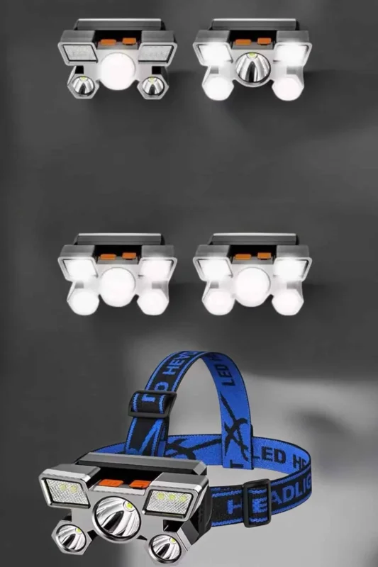 Şarjlı Led Kafa Lambası 4 Modlu Ipx5 Su Geçirmez 60 Derece
