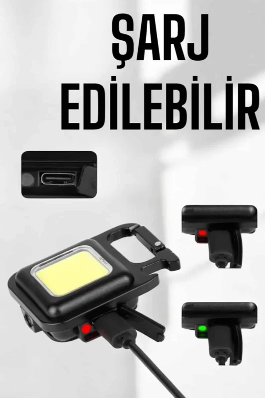 Siyah Taşınabilir Led Fener 800 Lümen Usb Şarjlı 3 Modlu