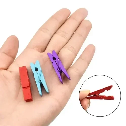 Renkli Ahşap Mandal Seti 50'li 3.5 Cm El İşi Dekorasyonu