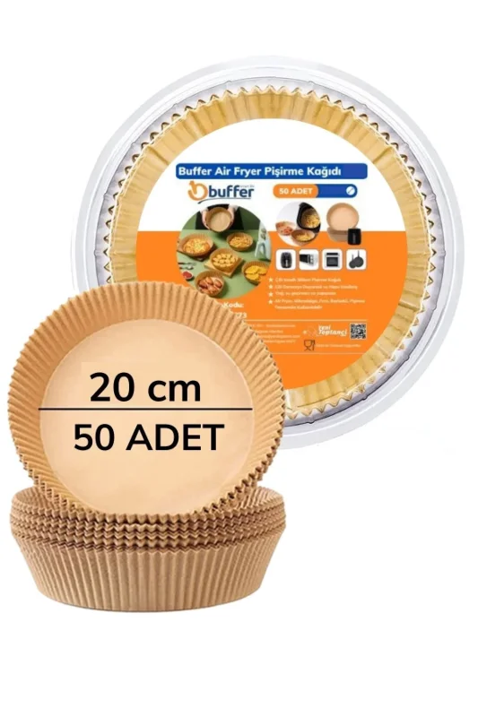 Ultra Emici Tek Kullanımlık 20 cm Yuvarlak Hava Fritöz Pişirme Kağıdı 50'li