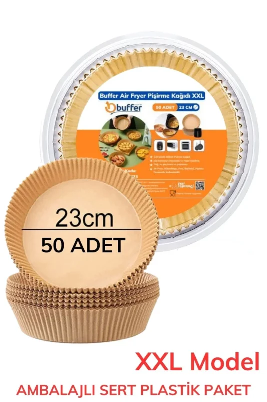 Ultra Emici Tek Kullanımlık 20 cm Yuvarlak Hava Fritöz Pişirme Kağıdı 50'li
