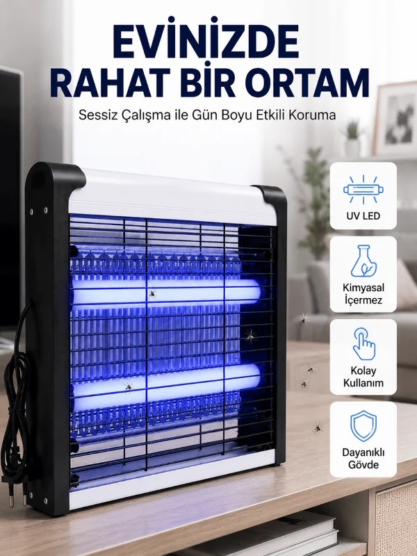 Ev, Ofis ve İş Yerleri İçin Sessiz UV LED Sinek Yakalama Cihazı