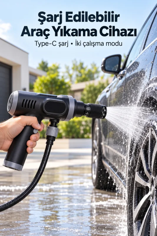 Şarjlı Basınçlı Oto Yıkama Makinesi Taşınabilir Çantalı Set