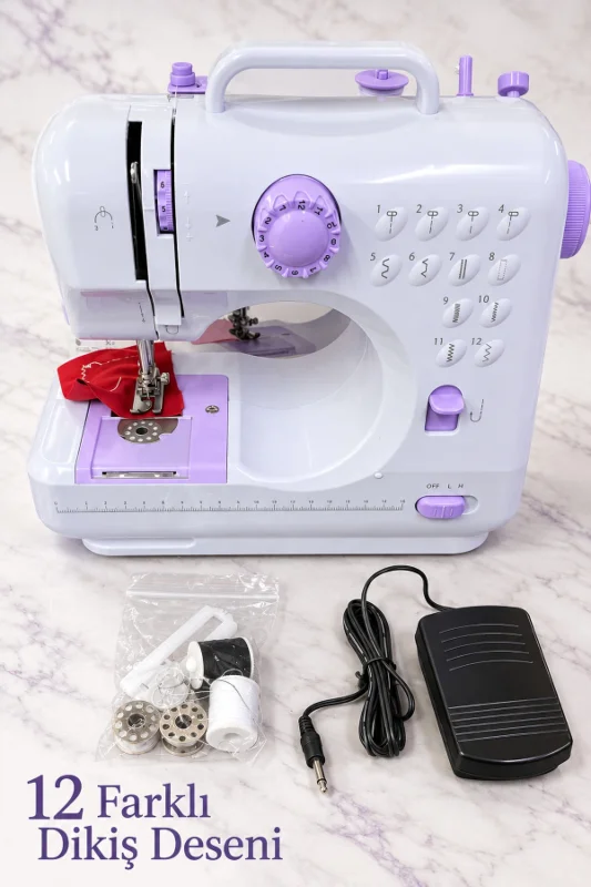 Ev Tipi Mini Dikiş Makinesi Pedallı ve Hız Ayarlı