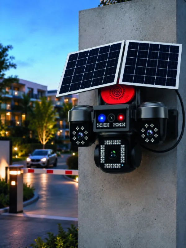 Güneş Enerjili 4 Lensli Dış Mekan Güvenlik Kamerası IP66 Su Geçirmez – 3. görsel