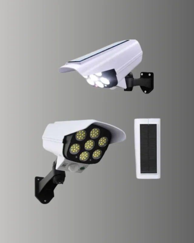 Güneş Enerjili LED Lamba + Güvenlik Kamerası Görünümlü– 5-8 m Hareket Algılamalı, Beyaz Işık – 4. görsel