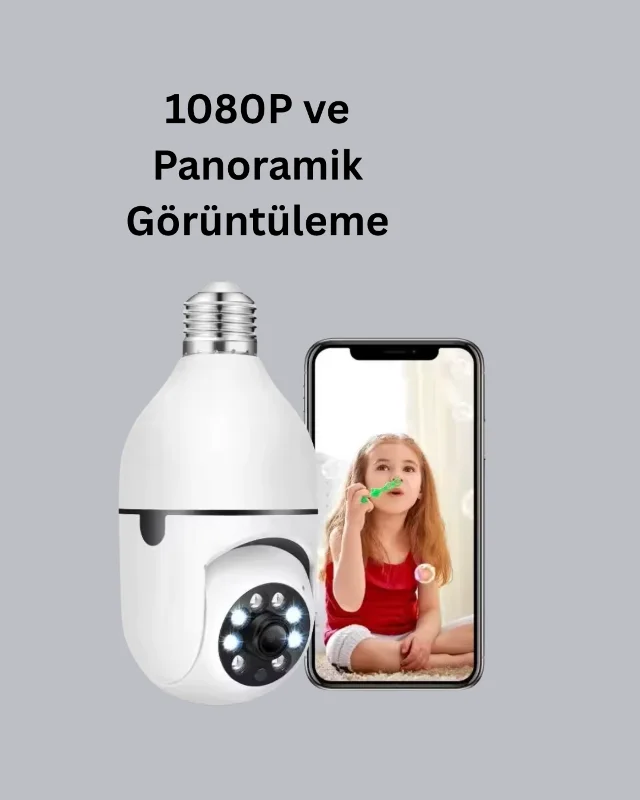 1080P Gece Görüşlü Ampul Güvenlik Kamerası – Kablolu ve Kablosuz Seçenekli – 2. görsel