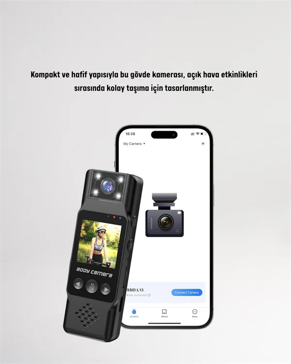 WiFi Destekli Mini Kamera – 180° Dönebilen Lens, 1080P Video, TFT Ekranlı – 3. görsel