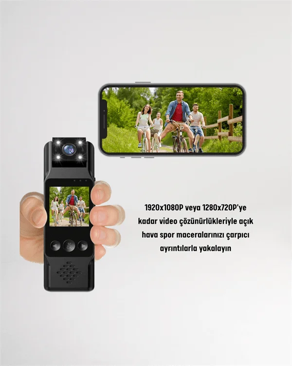WiFi Destekli Mini Kamera – 180° Dönebilen Lens, 1080P Video, TFT Ekranlı – 2. görsel