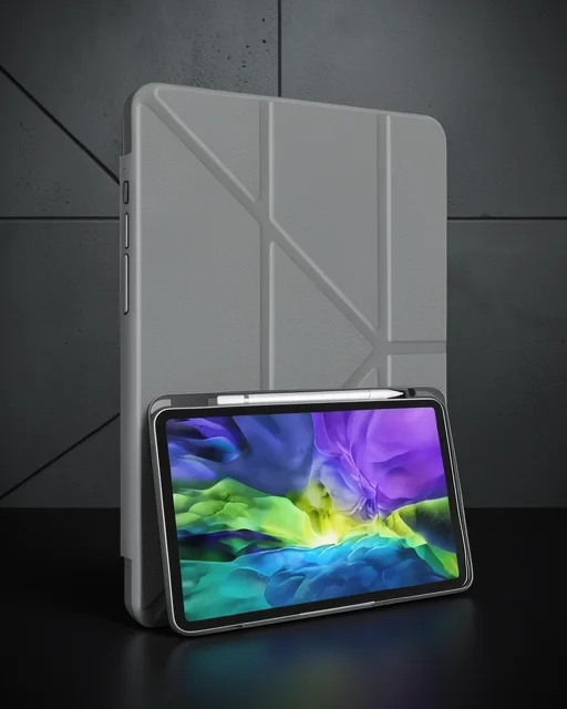 Samsung Galaxy X910 Tab S9 Ultra 14.6 Kılıf Kalemlikli Mars Tablet Kılıfı - Koyu Gri
