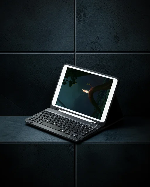 Samsung Galaxy T220 Tab A7 Lite Kılıf Kc01 Smart Klavyeli Tablet Kılıfı - Siyah