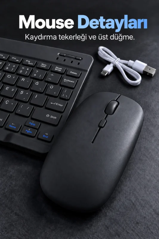 Kablosuz Klavye Mouse Seti Beyaz Türkçe Q
