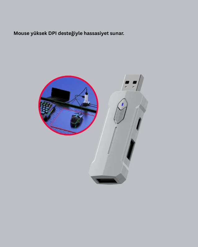 5’i 1 Arada Mobil Oyun Seti Bluetooth 5.3 Klavye Mouse Dönüştürücü Gaming Kit