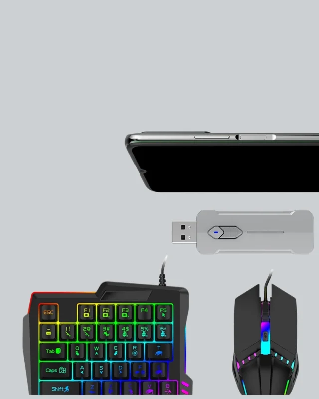 5’i 1 Arada Mobil Oyun Seti Klavye Mouse Dönüştürücü iOS & Android