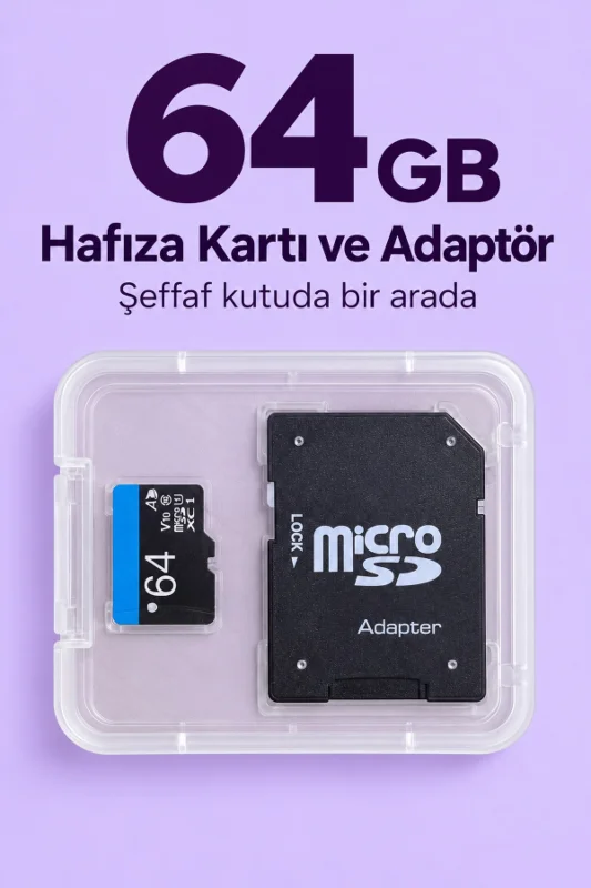 64 GB Micro SD Hafıza Kartı ve Adaptör