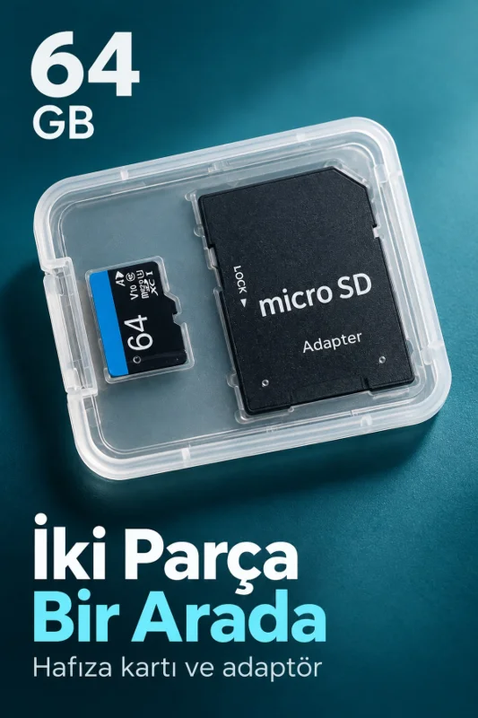 64 GB Micro SD Hafıza Kartı ve Adaptör
