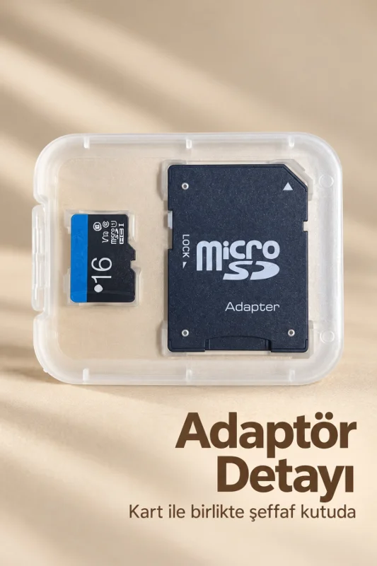 16 GB MicroSD Hafıza Kartı Adaptör ve Şeffaf Kutulu