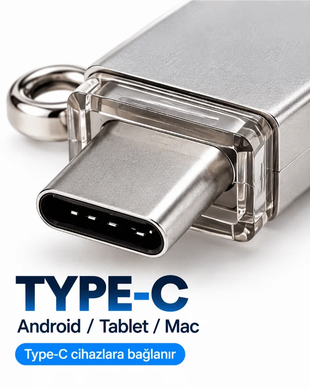 Çoklu Cihaz Uyumlu 128GB 4in1 USB Flash Bellek Lightning Type-C USB-A MicroUSB