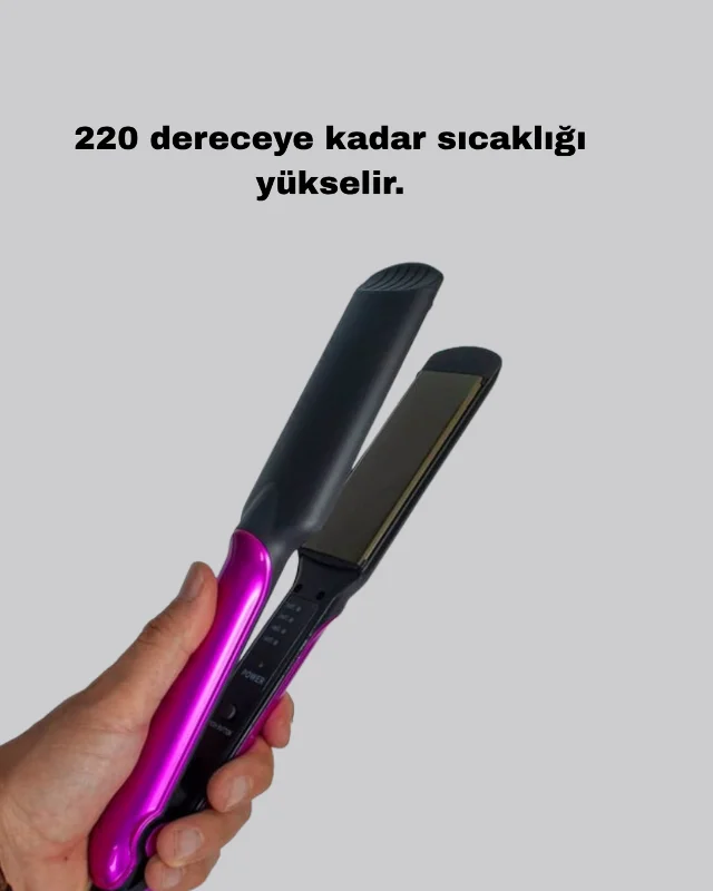 İyonik Saç Düzleştirici – 220°C Isıya Kadar Çıkan, LED Göstergeli ve Eşit Isı Dağılımlı Plaka – 4. görsel
