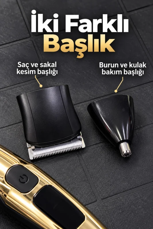 Saç Sakal Tıraş Makinesi Üç Değiştirilebilir Başlıklı