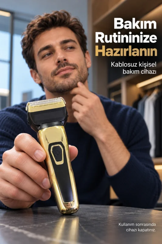 Saç Sakal Tıraş Makinesi Üç Değiştirilebilir Başlıklı