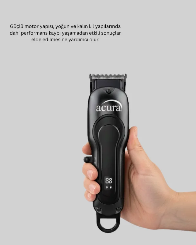 Profesyonel Tıraş Makinesi LCD Ekranlı Turbo Mod ve Güçlü Motor