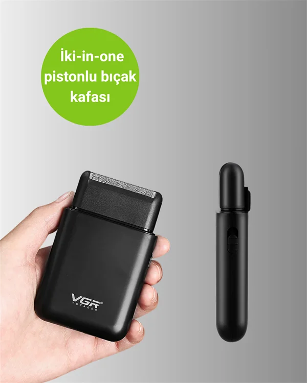 USB Şarjlı Traş Makinesi – Piston + Ağ Başlık, 600 mAh Batarya