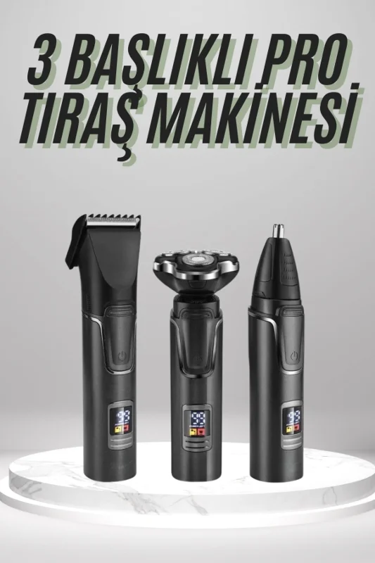 Dijital Göstergeli 3 Başlıklı Tıraş Makinesi Islak Kuru Lazer Öncesi Günlük
