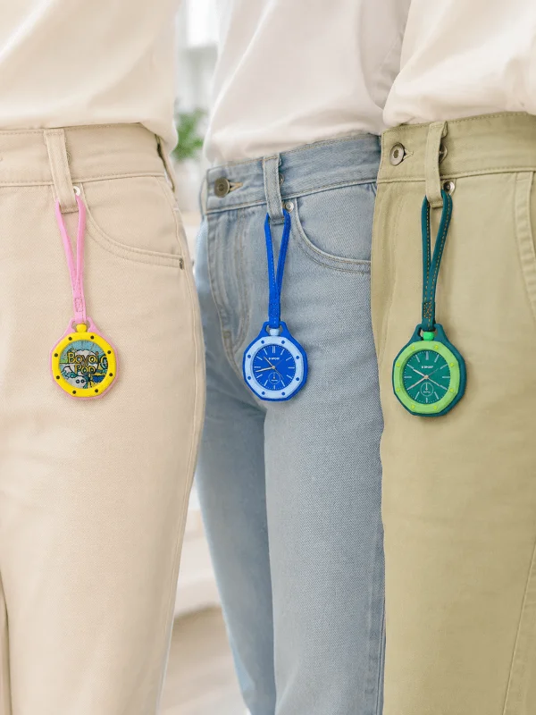 Anahtarlık ve Sırt Çantası İçin Askılı Charm Analog Saat Yeşil