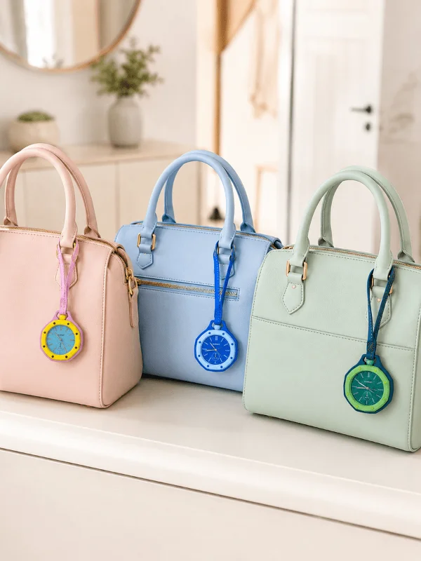 Anahtarlık ve Sırt Çantası İçin Askılı Charm Analog Saat Yeşil