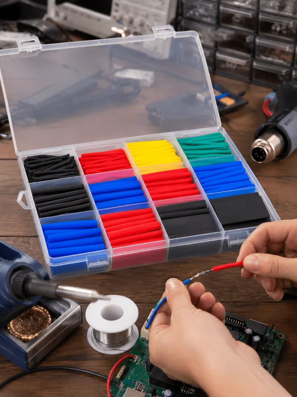 560 Parça Kablo İzolasyon Makaron Seti 12 Ölçü 5 Renk Heat Shrink Tube Organizer Kutulu
