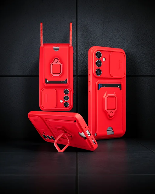 Samsung Galaxy A05s Kılıf Zuma Kartvizitli Yüzüklü Silikon - Kırmızı