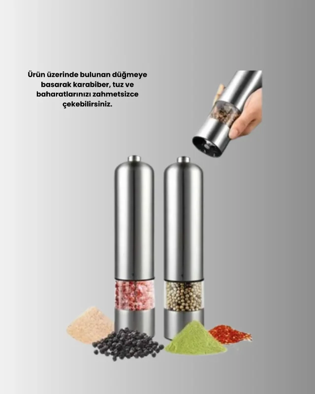 Pratik Işıklı Baharat Değirmeni 1 Adet Otomatik Kullanım – 2. görsel