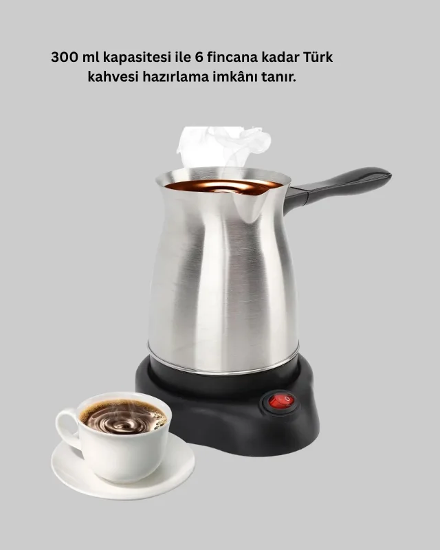Ergonomik Paslanmaz Elektrikli Cezve 800w 300 Ml Kapasite