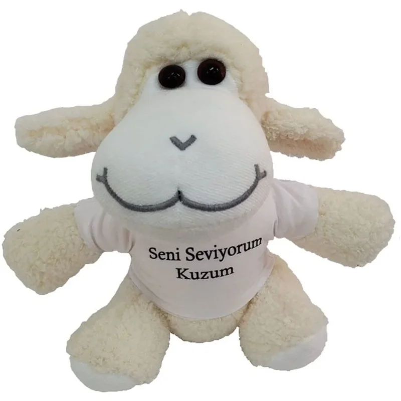 Şık Tişörtlü Peluş Kuzu 24 Cm Özel Gün Hediyesi