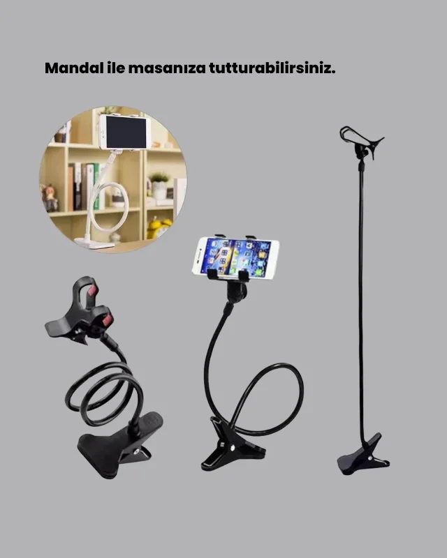 Güçlü Mandallı Masaüstü Telefon Tutucu