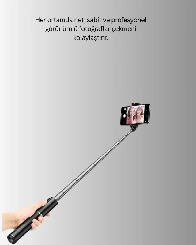 Işıklı Uzaktan Kumandalı Selfie Çubuğu 130 Cm Teleskopik