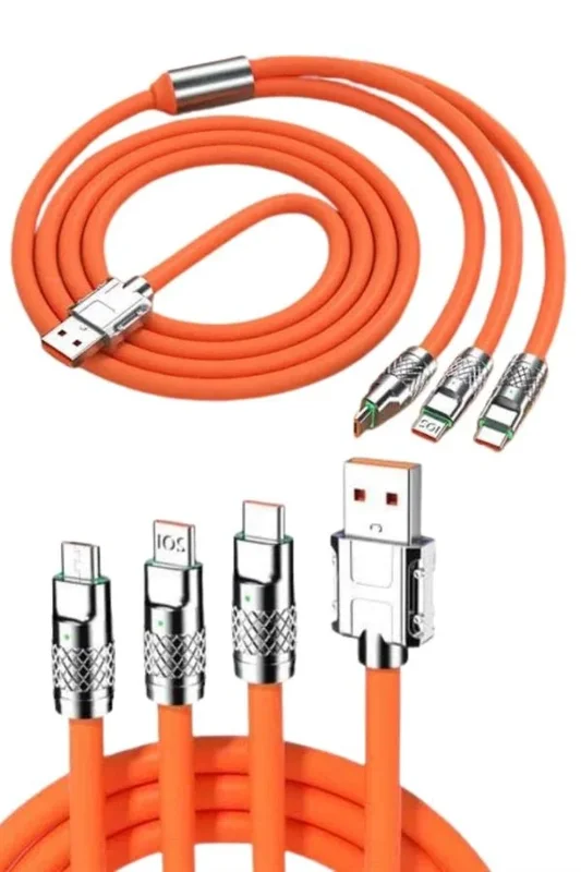 Hızlı Şarj Kablosu 120w 3 İn 1 Usb Type-c Uyumlu