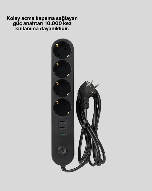 Modern Usb Type-c 4'lü Çoklu Priz 2 Metre Kablo