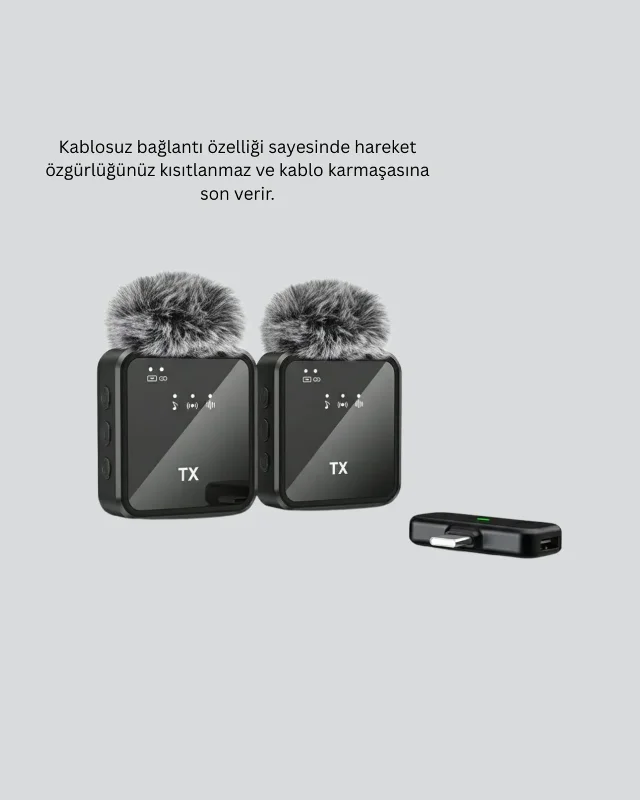 Kablosuz Yaka Mikrofon Seti Type-c Ve Lightning Uyumlu 2 Adet