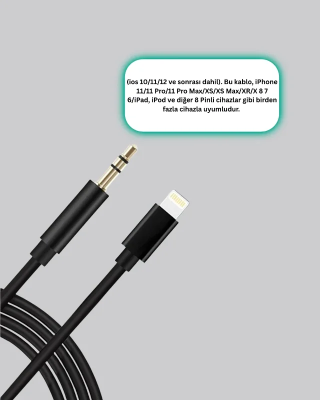 Yüksek Kalite Lightning To Aux Dönüştürücü Kablo 1 Metre – 2. görsel
