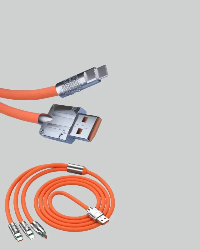 3'ü 1 Usb Şarj Kablosu 120 W Hızlı Şarj Ve Dolaşmaz Tasarım – 3. görsel