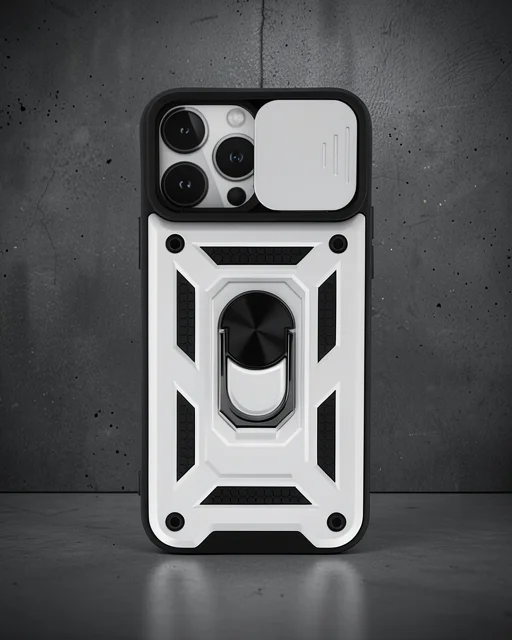 Apple İphone 13 Pro Max Kılıf Pars Lens Yüzüklü Silikon - Gümüş