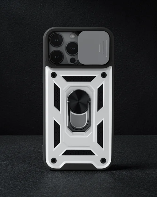 Apple İphone 13 Pro Kılıf Pars Lens Yüzüklü Silikon - Gümüş